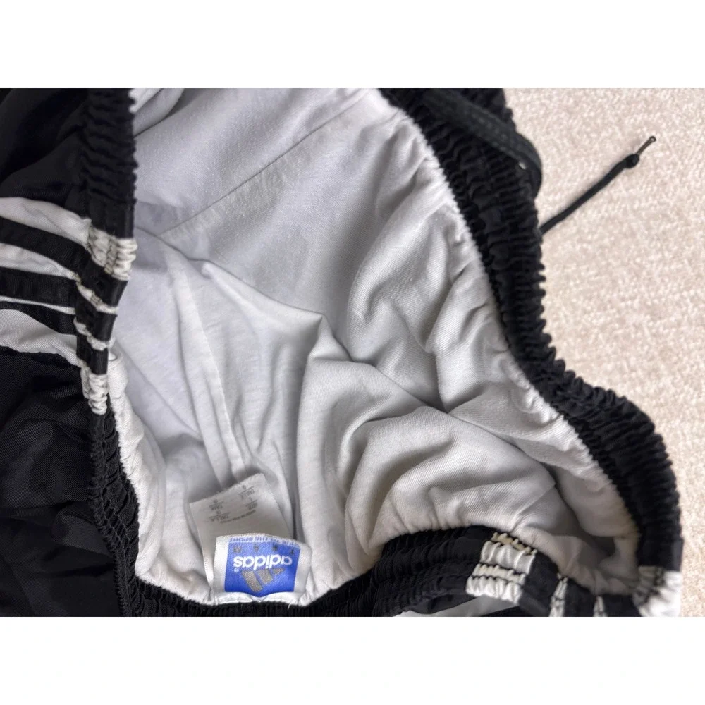 Adidas Vintage Mens Black White Stripe Windbreaker Track Pants Large